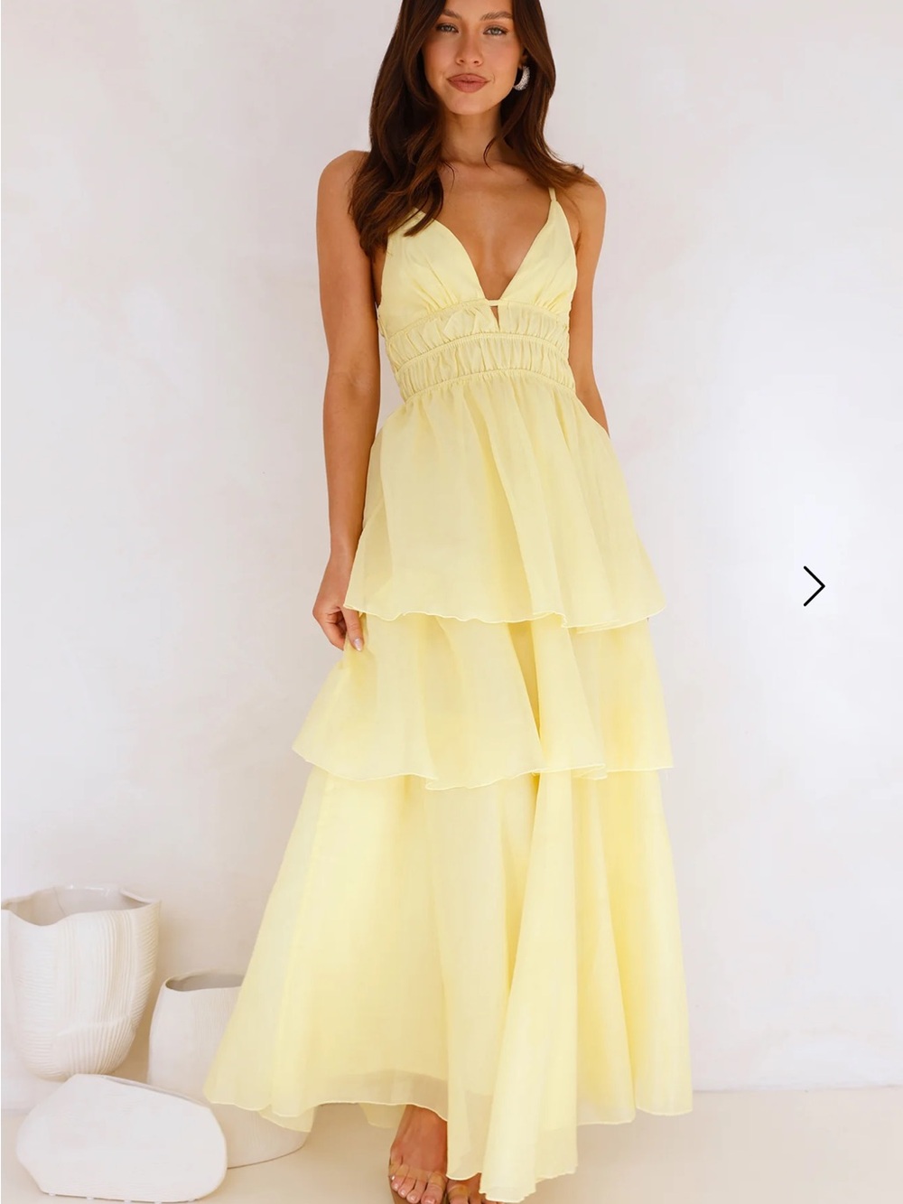 New! Hello Molly "one true love" Tiered Spaghetti-Strap Maxi Dress